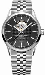 Raymond Weil Watches : 2710-ST-20021 Automatic Open Balance Wheel Steel On Steel Black Dial 42mm Men Watch