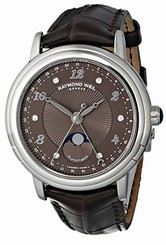 Raymond Weil Watches : 2739-L2-05785 Automatic Diamond Date Moon Phase Dial Brown Alligator Leather Men Watch