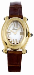 Chopard Watches : 277465-0005 Quartz 18kt Yellow Gold White Dial Crocodile Brown Leather Band Women Watch