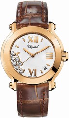 Chopard Watches : 277471-5001 Quartz 18kt Rose Gold White Dial Crocodile Brown Leather Band Women Watch