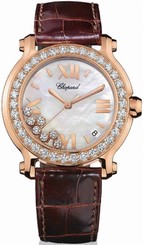 Chopard Watches : 277473-5002 Quartz 18kt Rose Gold Mother Of Pearl Dial Crocodile Brown Leather Band Women Watch