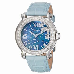 Chopard Watches : 278475-2001 Quartz Blue Mother of Pearl Dial Moon Star Blue Leather Women Watch