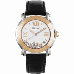 Chopard Watches : 278492-9001 Quartz Stainless Steel/gold White Dial Crocodile Black Leather Band Women Watch