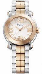 Chopard Watches : 278509-6003 Quartz Stainless Steel/gold White Dial Steel & Rose Gold Band Women Watch