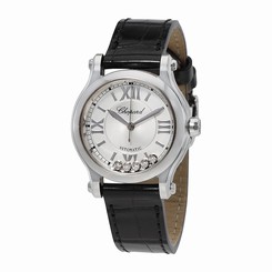 Chopard Watches : 278573-3001 Automatic Floating Diamond Dial Black Leather Women Watch