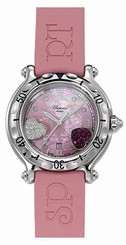 Chopard Watches : 278951-3001 Quartz Pink Mother of Pearl Diamond Dial Pink Rubber Women Watch