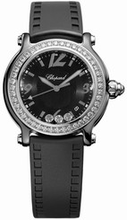 Chopard Watches : 288507-9003 Quartz Analog Diamond Bezel Black Rubber Women Watch