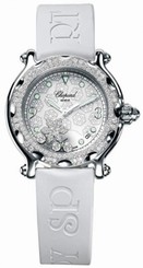 Chopard Watches : 288946-2001 Quartz Stainless Steel/gold White Dial White Rubber Band Women Watch