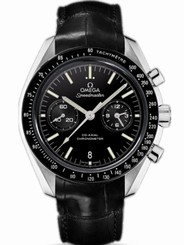 Omega Watches : 311.93.44.51.01.002 44.25mm Automatic Moonwatch Chronograph Black Dial Platinum Case With Black Leather Strap Men Watch