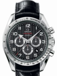 Omega Watches : 321.13.44.50.01.001 44.25mm Automatic Broad Arrow Black Dial Stainless Steel Case, Diamonds With Black Leather Strap Men Watch