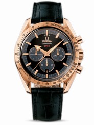 Omega Watches : 321.53.42.50.01.001 42mm Automatic Broad Arrow Black Dial Rose Gold Case With Black Leather Strap Men Watch