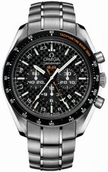 Omega Watches : 321.90.44.52.01.001 44.25mm Automatic HB-SIA GMT Chronograph Black Carbon Fibre Dial Titanium Case With Titanium Bracelet Men Watch