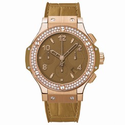 Hublot Watches : 341.PA.5390.LR.1104 Automatic Chronograph Date 18k Rose Gold And Diamond Bezel Camel Calored Women Watch