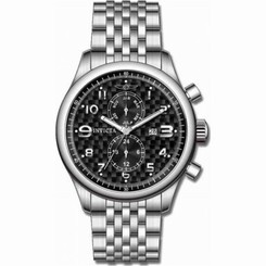 Invicta Watches : 369 Black Dial Stainless Steel Men Watch