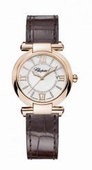 Chopard Watches : 384238-5001 Quartz Mother of Pearl Date Dial 18ct Rose Gold Case Brown Leather Women Watch