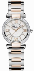 Chopard Watches : 388541-6004 Quartz Mother of Pearl Date Dial Diamond Bezel 18ct Rose Gold and Stainless Steel Women Watch