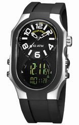 Philip Stein Watches : 3RB-AD-RB Quartz Black Dial Day Date Silicone Men Watch