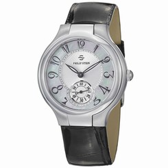 Philip Stein Watches : 41-FMOP-ABS Quartz Mother Of Pearl Dial Black Leather Women Watch