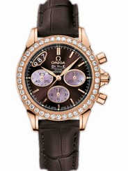 Omega Watches : 422.58.35.50.13.001 35mm Automatic Co-Axial Chronograph Brown Dial Rose Gold Case, Diamonds With Brown Leather Strap Women Watch