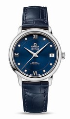 Omega Watches : 424.13.33.20.53.001 Automatic Chronometer Diamond Dial Date Blue Leather Women Watch