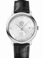 Omega Watches : 424.13.40.21.02.001 39.5mm Prestige Power Reserve Co-Axial Silver Dial Stainless Steel Case With Black Leather Strap Men Watch