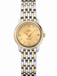 Omega Watches : 424.20.24.60.08.001 24.4mm Prestige Quartz Champagne Gold Dial Yellow Gold Case With Yellow Gold And Stainless Steel Bracelet Women Watch