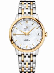 Omega Watches : 424.20.33.20.05.001 32.7mm Prestige Co-Axial White Mother Of Pearl Dial Yellow Gold Case With Yellow Gold And Stainless Steel Bracelet Women Watch
