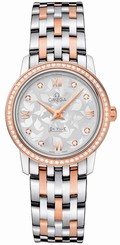Omega Watches : 424.25.27.60.52.001 Quartz Diamond Dial Diamond Bezel 18k Rose Gold and Stainless Steel Women Watch