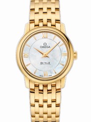 Omega Watches : 424.50.27.60.05.001 27.4mm Prestige Quartz White Mother Of Pearl Dial Yellow Gold Case With Yellow Gold Bracelet Women Watch