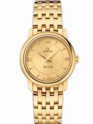 Omega Watches : 424.50.27.60.08.001 27.4mm Prestige Quartz Champagne Gold Dial Yellow Gold Case With Yellow Gold Bracelet Women Watch