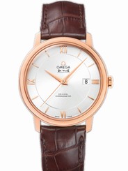 Omega Watches : 424.53.40.20.02.001 39.5mm Prestige Co-Axial Silver Dial Rose Gold Case With Brown Leather Strap Men Watch