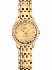 Omega Watches : 424.55.24.60.58.001 24.4mm Prestige Quartz Champagne Gold Dial Yellow Gold Case, Diamonds With Yellow Gold Bracelet Men Watch