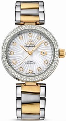 Omega Watches : 425.25.34.20.55.002 Automatic White Mother of Pearl Diamond Dial Date Diamond Bezel 18k Yellow Gold and Stainless Steel Women Watch