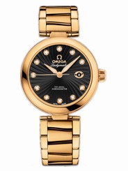 Omega Watches : 425.60.34.20.51.002 34mm Ladymatic Black Dial Yellow Gold Case, Diamonds With Yellow Gold Bracelet Women Watch
