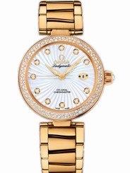 Omega Watches : 425.65.34.20.55.002 34mm Ladymatic White Mother Of Pearl Dial Yellow Gold Case, Diamonds With Yellow Gold Bracelet Women Watch