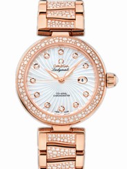 Omega Watches : 425.65.34.20.55.005 34mm Ladymatic White Mother Of Pearl Dial Rose Gold Case, Diamonds With Rose Gold Bracelet Women Watch