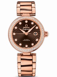 Omega Watches : 425.65.34.20.63.001 34mm Ladymatic Brown Dial Rose Gold Case, Diamonds With Rose Gold Bracelet Women Watch
