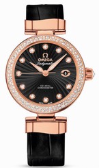 Omega Watches : 425.68.34.20.51.001 34mm Ladymatic Black Dial Rose Gold Case, Diamonds With Rose Gold Bracelet Women Watch