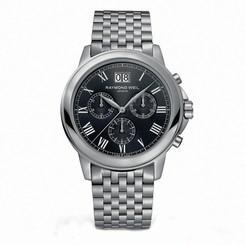 Fake AAA Raymond Weil Watches : 4476-ST-00200 Quartz Black Dial Roman Numeral Stainless Steel Men Watch Watch