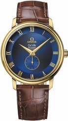 Omega Watches : 4613.80.02 39mm Prestige Small Seconds Blue Dial Yellow Gold Case With Brown Leather Strap Men Watch