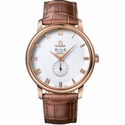 Omega Watches : 4614.20.02 39mm Prestige Small Seconds White Dial Rose Gold Case With Brown Leather Strap Men Watch