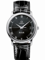 Omega Watches : 4810.52.01 34.4mm Prestige Quartz Black Dial Stainless Steel Case With Black Leather Strap Men Watch