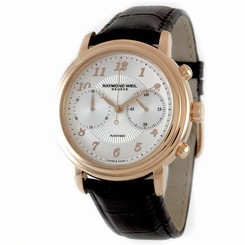 Raymond Weil Watches : 4830-PC5-05658 Automatic Silver Dial Rose Gold PVD Plated Stainless Steel Bezel Leather Men Watch