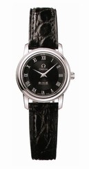 Omega Watches : 4870.52.01 22mm Prestige Quartz Small Black Dial Stainless Steel Case With Black Leather Strap Women Watch