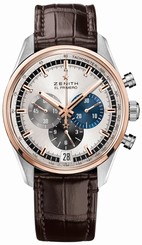 Zenith Watches : 51.2080.400/69.C494 Automatic Chronograph Date 18k Rose Gold Bezel Leather Men Watch
