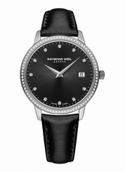 Raymond Weil Watches : 5388-SLS-20081 Quartz Black Diamonds Dial Diamond Bezel Leather Women Watch