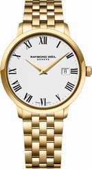Raymond Weil Watches : 5488-P-00300 Quartz Roman Numerals Dial Date Yellow Gold PVD Plated Stainless Steel Men Watch