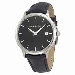 Raymond Weil Watches : 5488-STC-20001 Quartz Black Dial Date Black Leather Men Watch