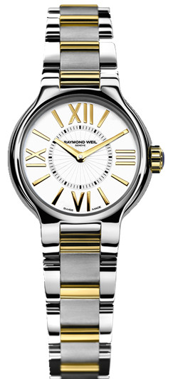 Raymond Weil Watches : 5927-STP-00307 Quartz Noemia 27 Mm White Dial Stainless Steel Case With Gold Coating And Stainless Steel Bracelet Men Watch