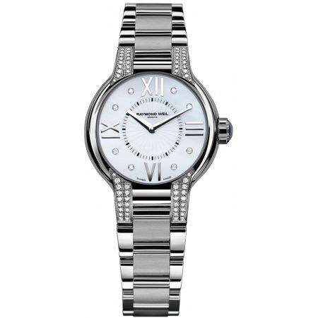 Raymond Weil Watches : 5932-ST3-00995 Quartz Noemia 32 Mm Mother Of Pearl Dial Stainless Steel Case And 72 Diamonds With Stainless Steel Bracelet Women Watch